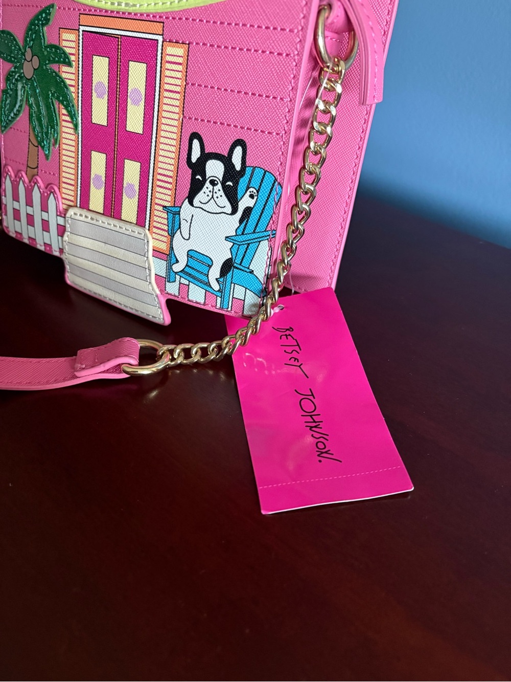 Betsey Johnson Pink Tropical House Mini Crossbody - Picture 2 of 6